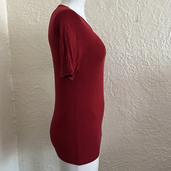 MaxMara Cranberry Red Short Sleeve French Seam T-Shirt Medium - Picture 6 of 10